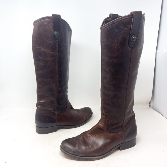 FRYE WOMEN'S MELISSA BUTTON RIDING BOOTS - ROUND TOE brown size 6.5 - Picture 3 of 12
